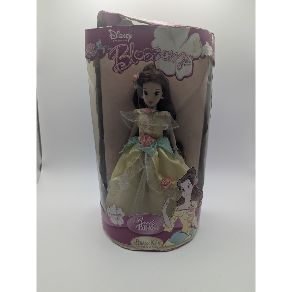 Disney Princess Blossoms‎ Belle Porcelain Doll Brass Key 2006 Beauty Beast Vtg